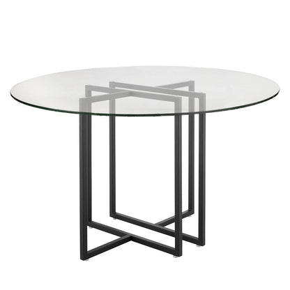 Euro Style - Legend 48inW Round Dining Table, Glass/Matte Black - 70048BLK-KIT veiw 1