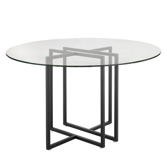 Euro Style - Legend 48inW Round Dining Table, Glass/Matte Black - 70048BLK-KIT veiw 1
