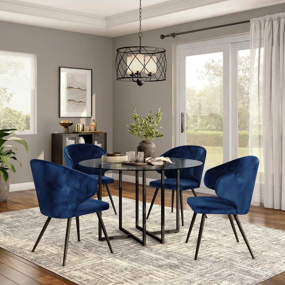 Euro Style - Legend 48inW Round Dining Table, Glass/Matte Black - 70048BLK-KIT veiw 4