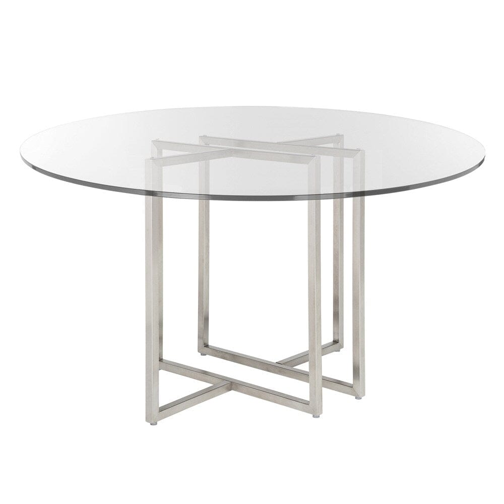 Euro Style - Legend 48inW Round Dining Table, Glass/Brushed Stainless Steel - 70048SS-KIT veiw 1