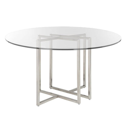Euro Style - Legend 48inW Round Dining Table, Glass/Brushed Stainless Steel - 70048SS-KIT veiw 1