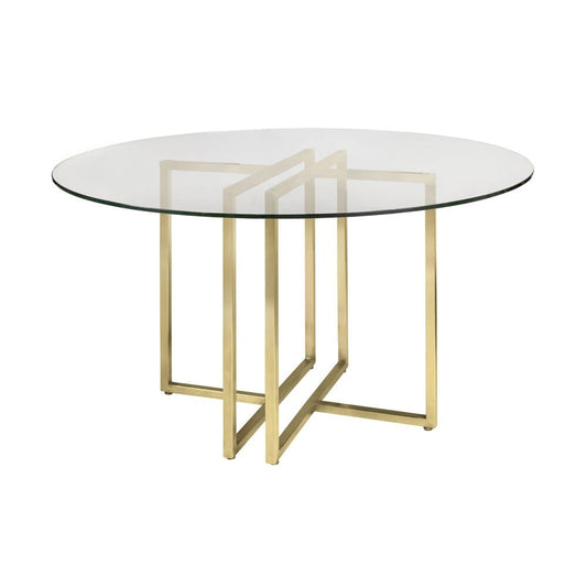 Euro Style - Legend 48inW Round Dining Table, Glass/Matte Brushed Steel - 70048MBG-KIT veiw 1