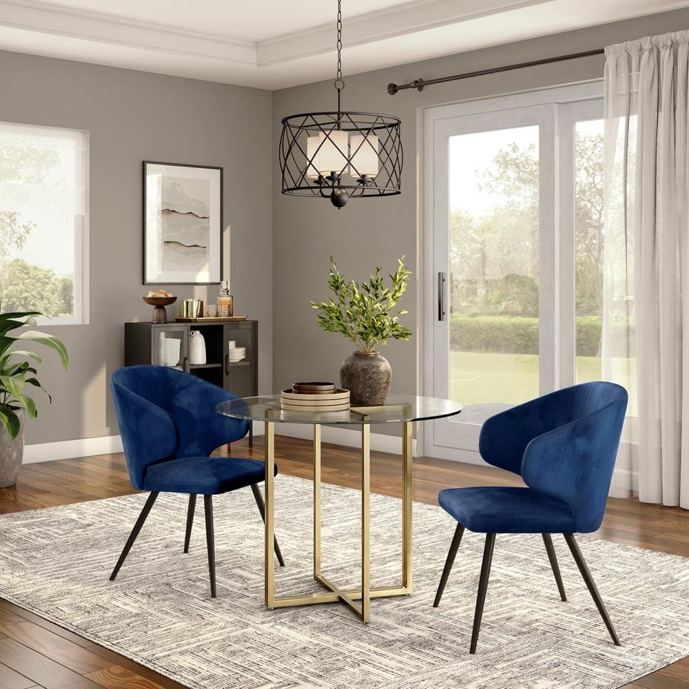 Euro Style - Legend 48inW Round Dining Table, Glass/Matte Brushed Steel - 70048MBG-KIT veiw 4