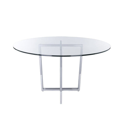 Euro Style - Legend 48inW Round Dining Table, Glass/Chrome - 70048CHRM-KIT veiw 1