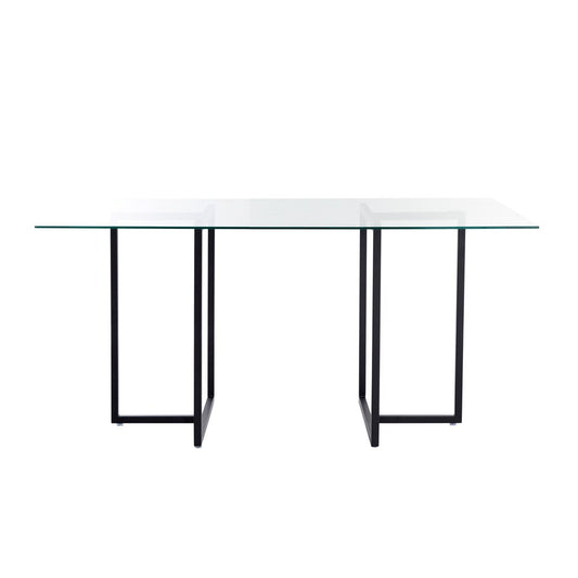 Euro Style - Legend 48inW Rectangular Dining Table, Glass/Matte Black - 72948BLK-KIT veiw 1