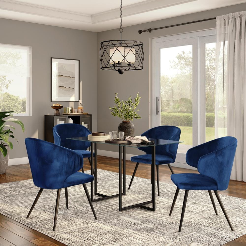 Euro Style - Legend 48inW Rectangular Dining Table, Glass/Matte Black - 72948BLK-KIT veiw 4