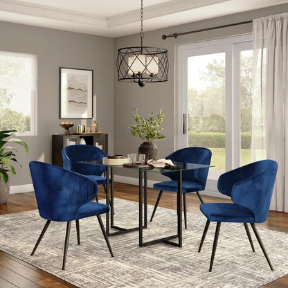 Euro Style - Legend 48inW Rectangular Dining Table, Glass/Matte Black - 72948BLK-KIT veiw 4