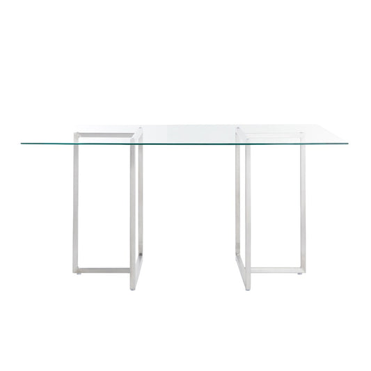 Euro Style - Legend 48inW Rectangular Dining Table, Glass/Brushed Stainless Steel - 72948SS-KIT veiw 1