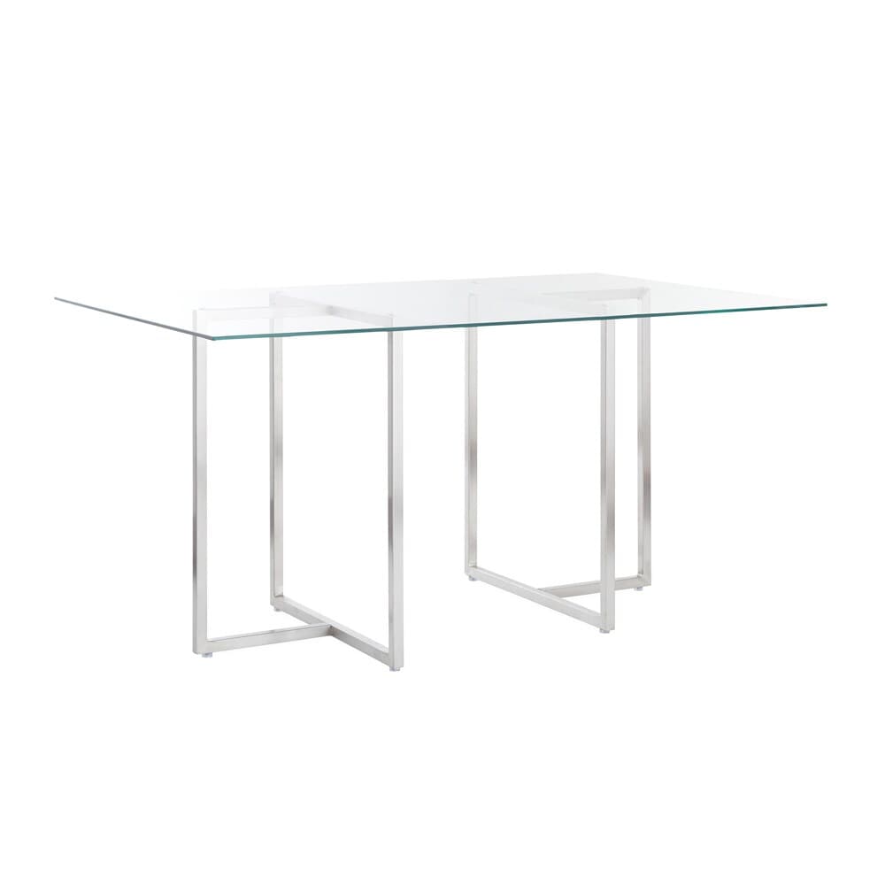 Euro Style - Legend 48inW Rectangular Dining Table, Glass/Brushed Stainless Steel - 72948SS-KIT veiw 2