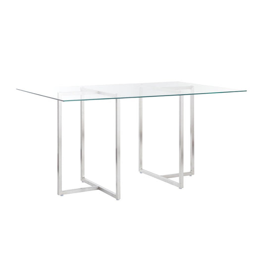 Euro Style - Legend 48inW Rectangular Dining Table, Glass/Brushed Stainless Steel - 72948SS-KIT veiw 2