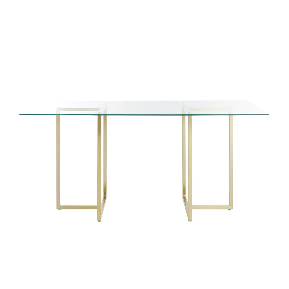Euro Style - Legend 48inW Rectangular Dining Table, Glass/Matte Brushed Gold - 72948MBG-KIT veiw 1