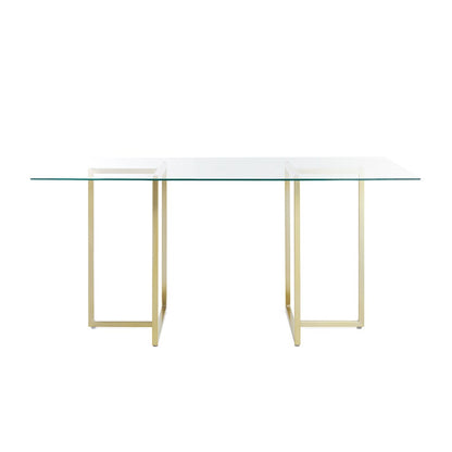 Euro Style - Legend 48inW Rectangular Dining Table, Glass/Matte Brushed Gold - 72948MBG-KIT veiw 1