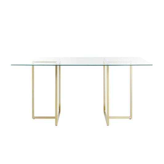 Euro Style - Legend 48inW Rectangular Dining Table, Glass/Matte Brushed Gold - 72948MBG-KIT veiw 1