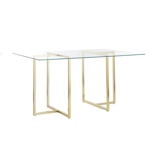 Euro Style - Legend 48inW Rectangular Dining Table, Glass/Matte Brushed Gold - 72948MBG-KIT veiw 2
