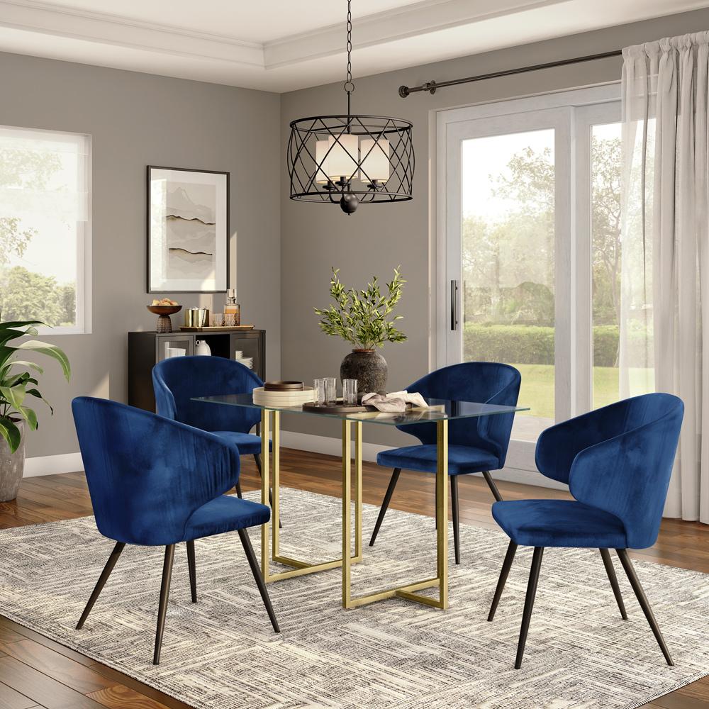 Euro Style - Legend 48inW Rectangular Dining Table, Glass/Matte Brushed Gold - 72948MBG-KIT veiw 4