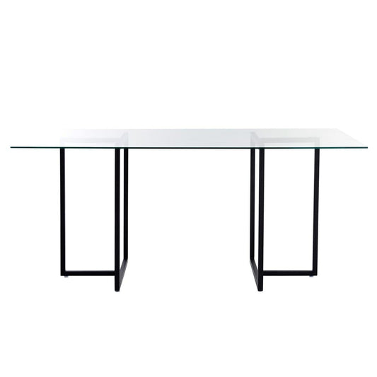 Euro Style - Legend 66inW Rectangular Dining Table, Glass/Matte Black - 73666BLK-KIT veiw 1