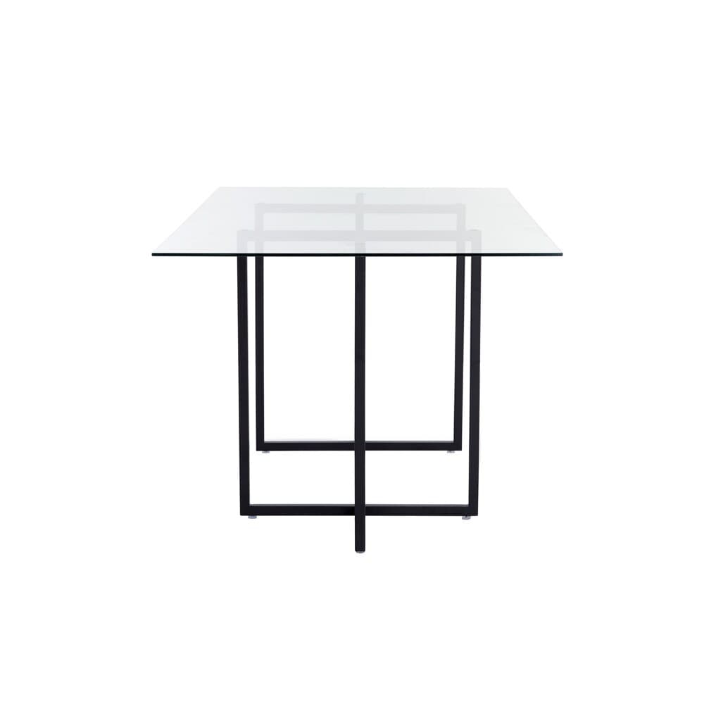 Euro Style - Legend 66inW Rectangular Dining Table, Glass/Matte Black - 73666BLK-KIT veiw 2