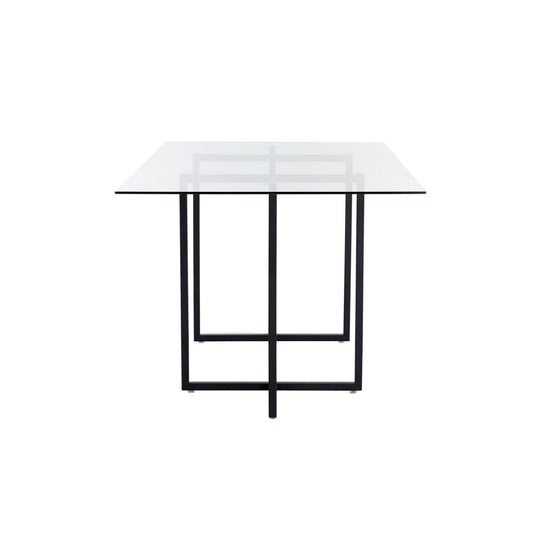 Euro Style - Legend 66inW Rectangular Dining Table, Glass/Matte Black - 73666BLK-KIT veiw 2