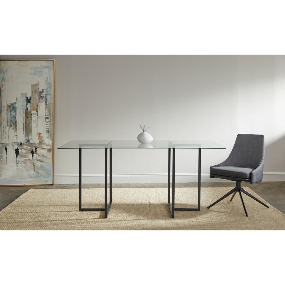 Euro Style - Legend 66inW Rectangular Dining Table, Glass/Matte Black - 73666BLK-KIT veiw 4