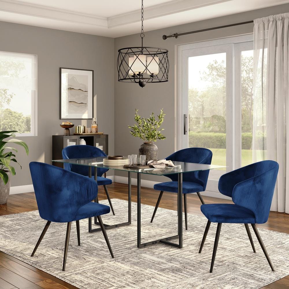 Euro Style - Legend 66inW Rectangular Dining Table, Glass/Matte Black - 73666BLK-KIT veiw 5