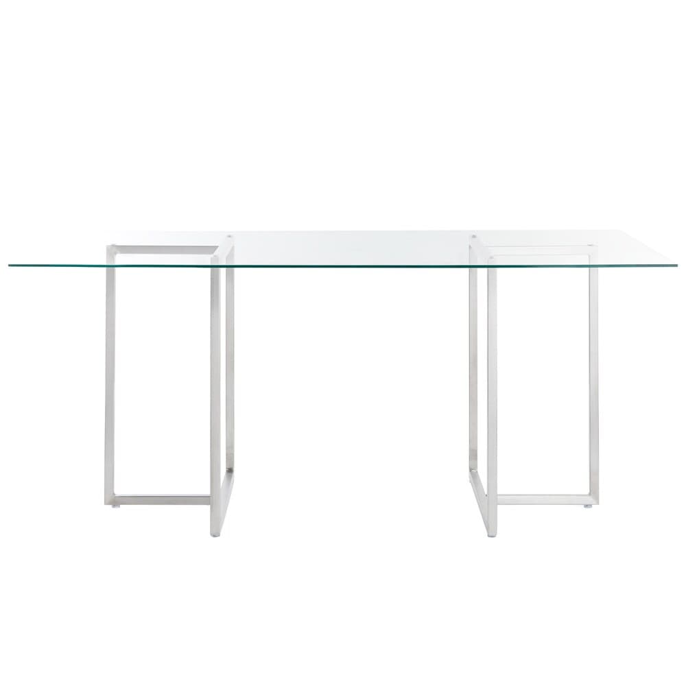 Euro Style - Legend 66inW Rectangular Dining Table, Glass/Brushed Stainless Steel - 73666SS-KIT veiw 1