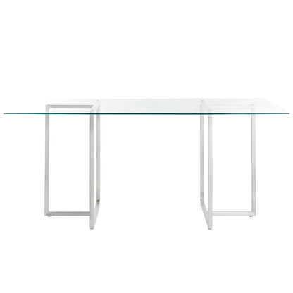 Euro Style - Legend 66inW Rectangular Dining Table, Glass/Brushed Stainless Steel - 73666SS-KIT veiw 1