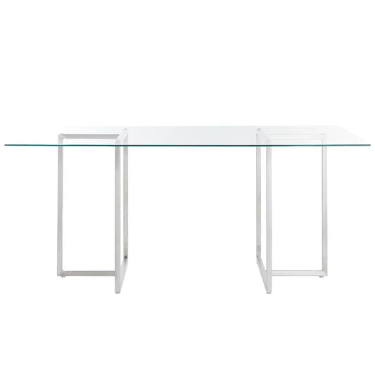 Euro Style - Legend 66inW Rectangular Dining Table, Glass/Brushed Stainless Steel - 73666SS-KIT veiw 1