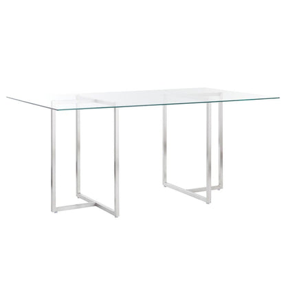 Euro Style - Legend 66inW Rectangular Dining Table, Glass/Brushed Stainless Steel - 73666SS-KIT veiw 2