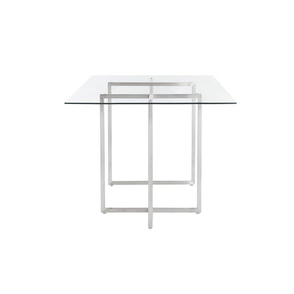 Euro Style - Legend 66inW Rectangular Dining Table, Glass/Brushed Stainless Steel - 73666SS-KIT veiw 3