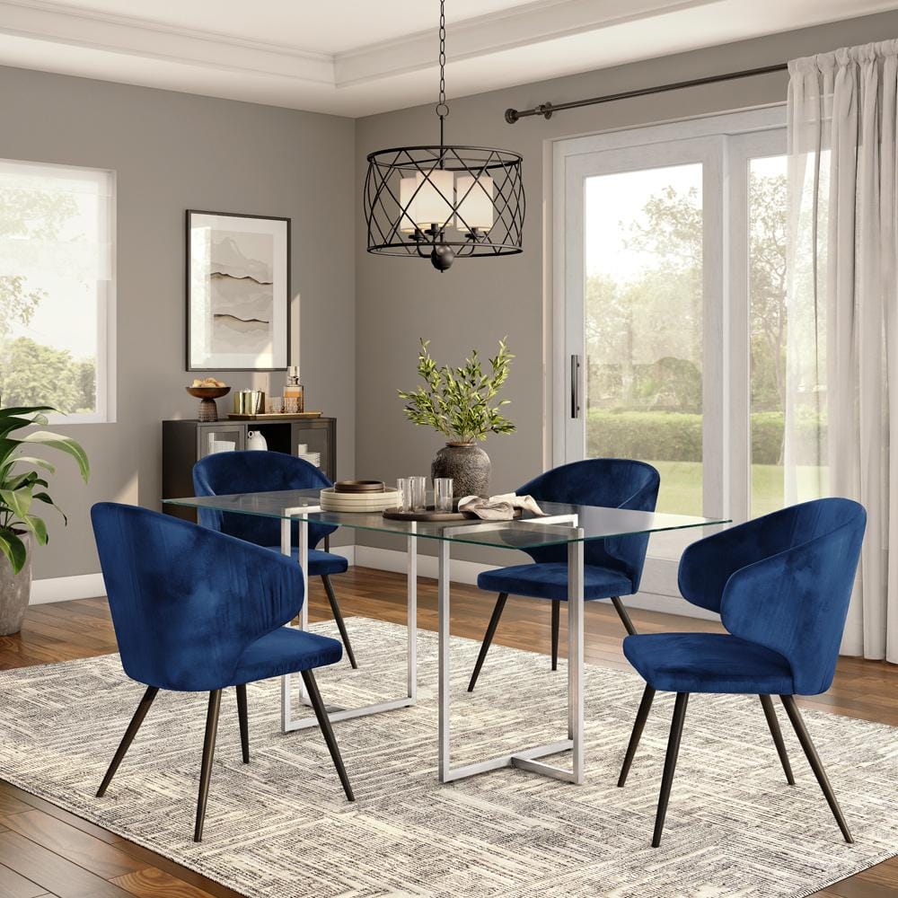 Euro Style - Legend 66inW Rectangular Dining Table, Glass/Brushed Stainless Steel - 73666SS-KIT veiw 4