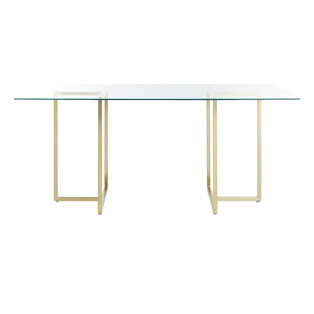 Euro Style - Legend 66inW Rectangular Dining Table, Glass/Matte Brushed Gold - 73666MBG-KIT veiw 1
