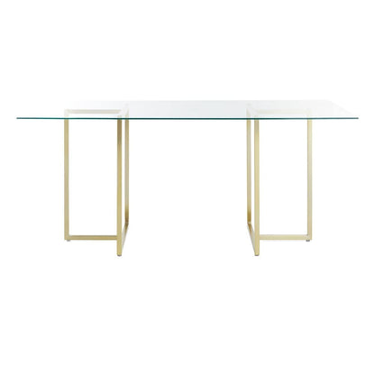 Euro Style - Legend 66inW Rectangular Dining Table, Glass/Matte Brushed Gold - 73666MBG-KIT veiw 1