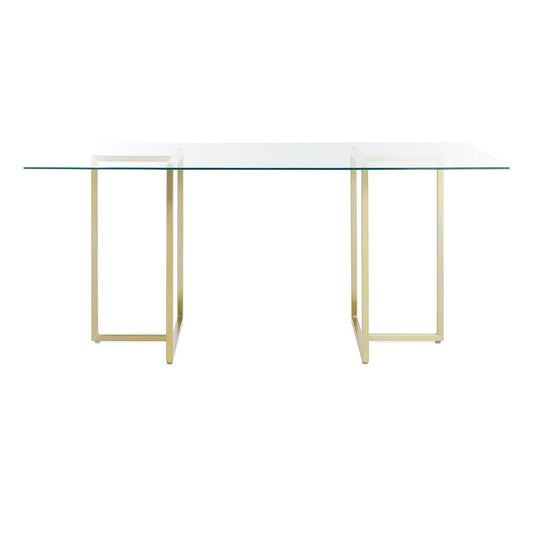 Euro Style - Legend 66inW Rectangular Dining Table, Glass/Matte Brushed Gold - 73666MBG-KIT veiw 1