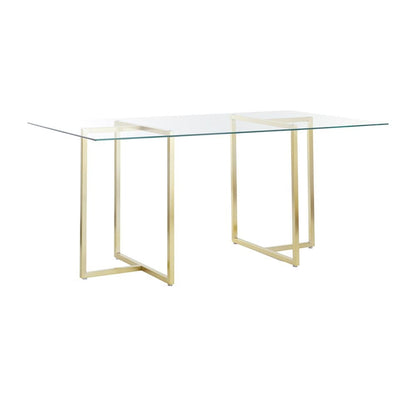 Euro Style - Legend 66inW Rectangular Dining Table, Glass/Matte Brushed Gold - 73666MBG-KIT veiw 2