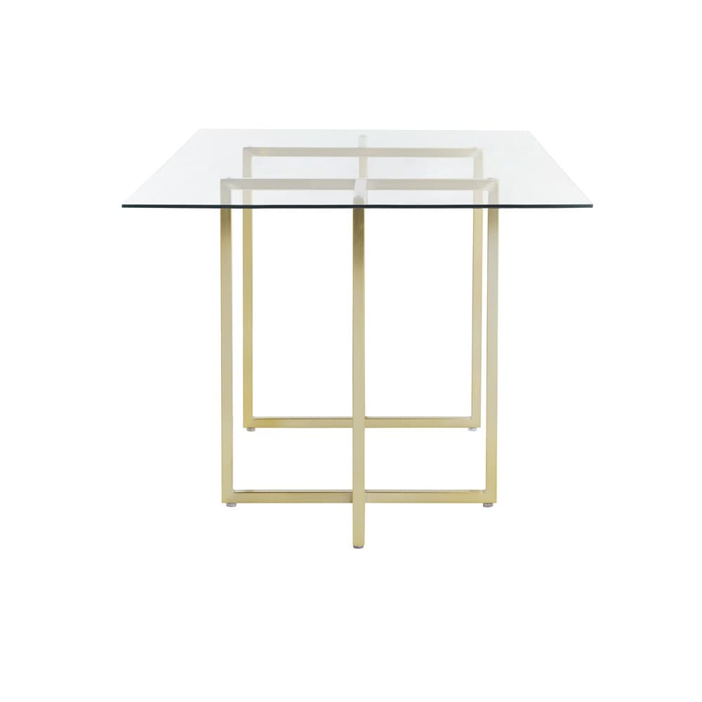 Euro Style - Legend 66inW Rectangular Dining Table, Glass/Matte Brushed Gold - 73666MBG-KIT veiw 3
