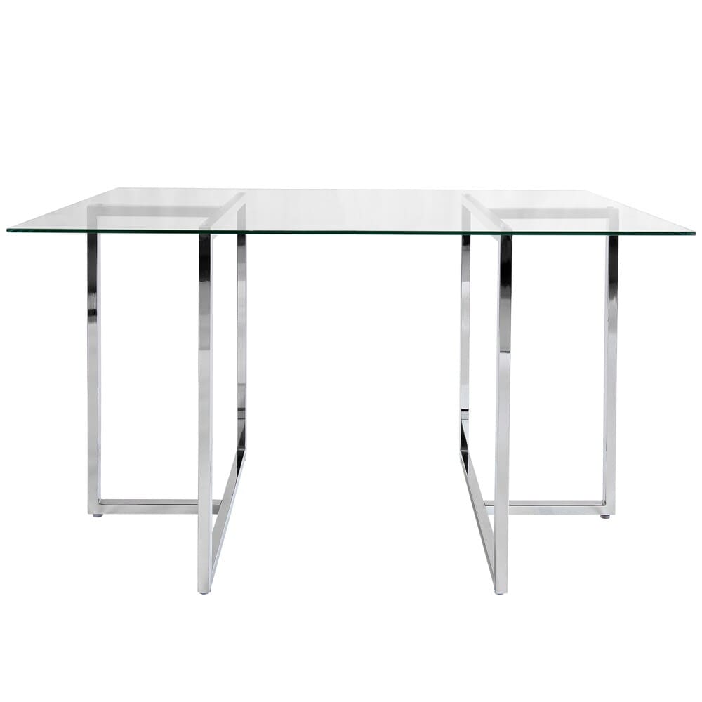 Euro Style - Legend 66inW Rectangular Dining Table, Glass/Chrome - 73666CHRM-KIT veiw 1