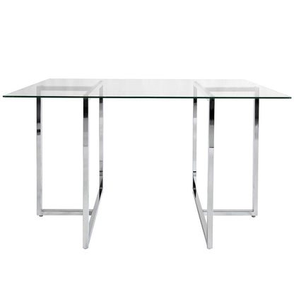 Euro Style - Legend 66inW Rectangular Dining Table, Glass/Chrome - 73666CHRM-KIT veiw 1