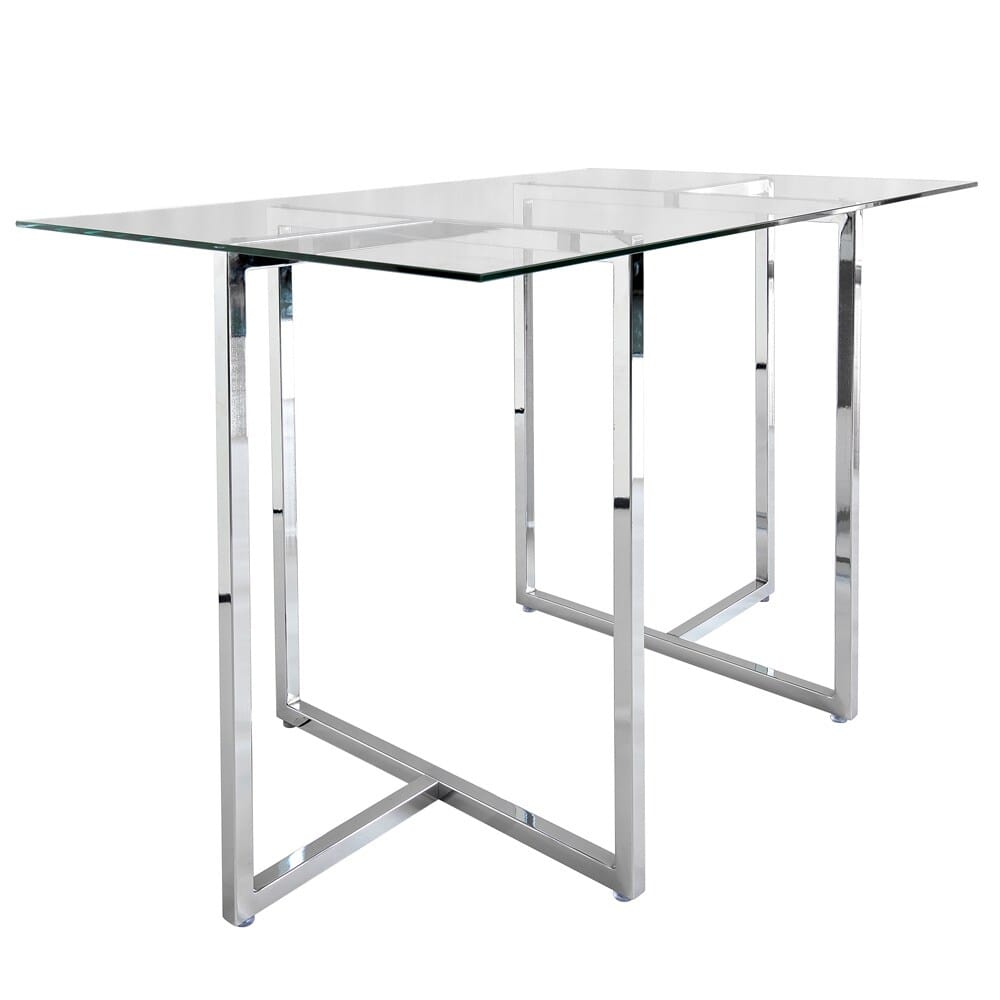 Euro Style - Legend 66inW Rectangular Dining Table, Glass/Chrome - 73666CHRM-KIT veiw 2