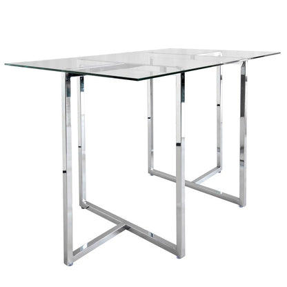 Euro Style - Legend 66inW Rectangular Dining Table, Glass/Chrome - 73666CHRM-KIT veiw 2