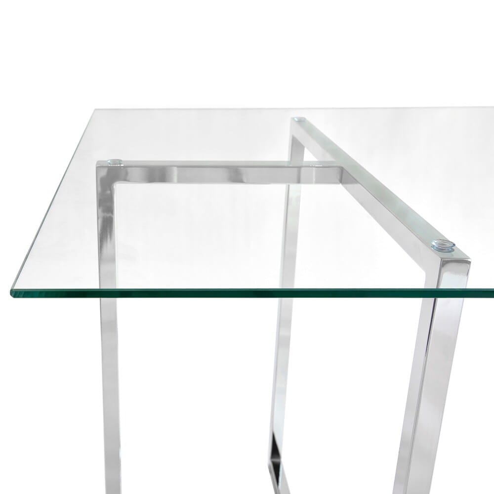 Euro Style - Legend 66inW Rectangular Dining Table, Glass/Chrome - 73666CHRM-KIT veiw 4