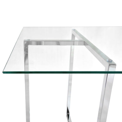 Euro Style - Legend 66inW Rectangular Dining Table, Glass/Chrome - 73666CHRM-KIT veiw 4