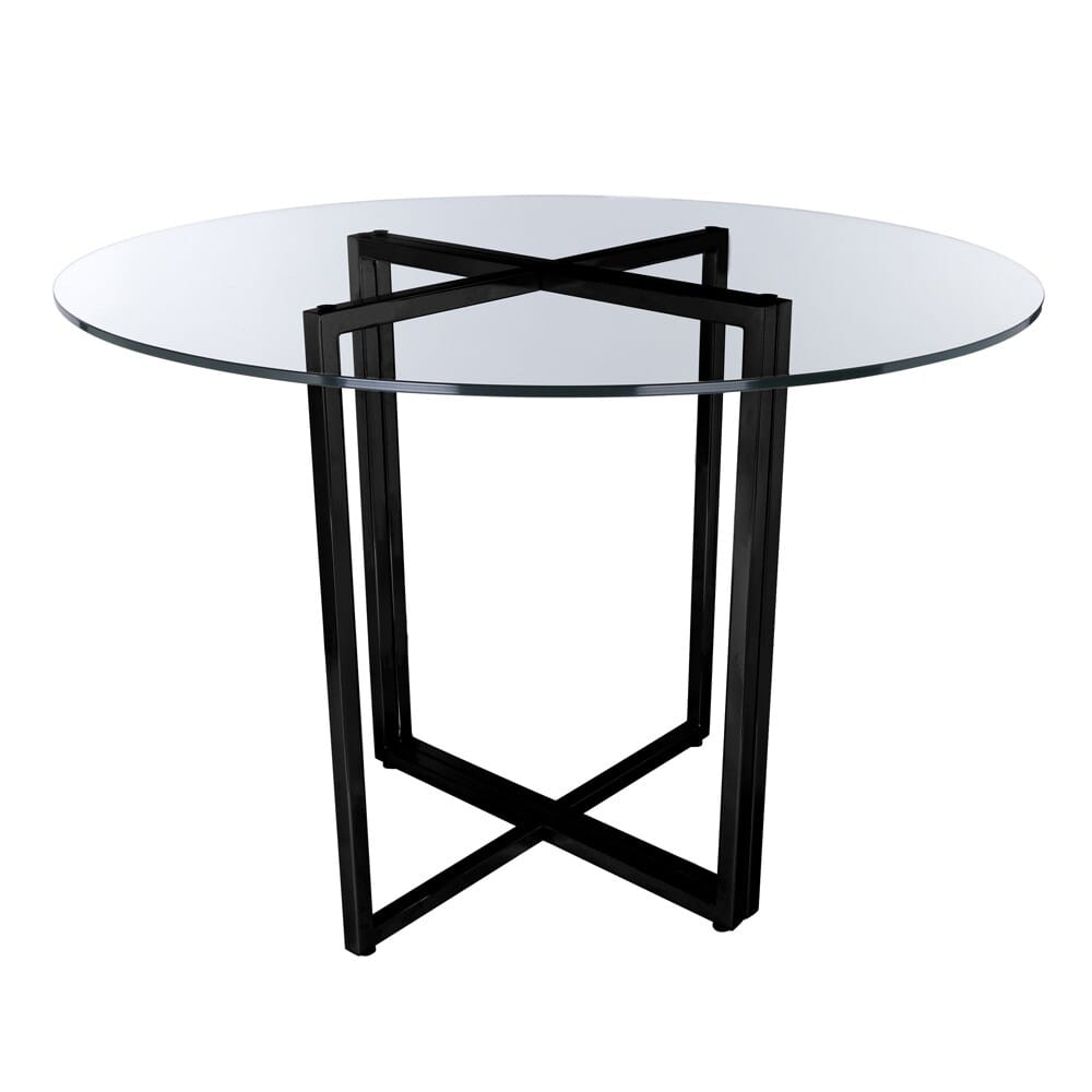 Euro Style - Legend 36inW Round Dining Table, Glass/Matte Black - 81136BLK-KIT veiw 1