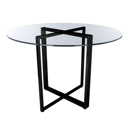 Euro Style - Legend 36inW Round Dining Table, Glass/Matte Black - 81136BLK-KIT veiw 1