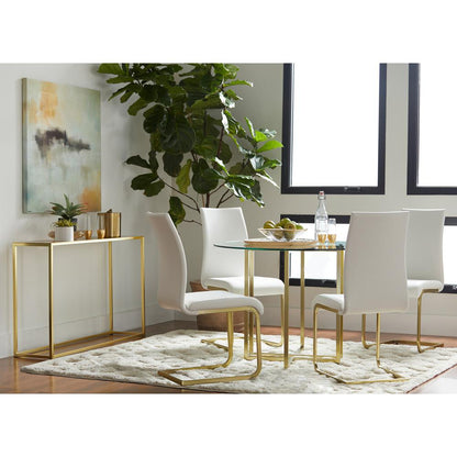 Euro Style - Legend 36inW Round Dining Table, Glass/Matte Brushed Gold - 81136MBG-KIT veiw 5
