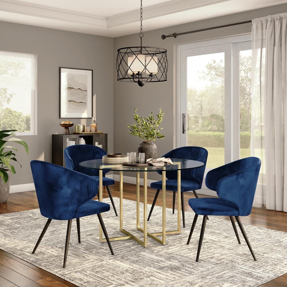 Euro Style - Legend 36inW Round Dining Table, Glass/Matte Brushed Gold - 81136MBG-KIT veiw 6