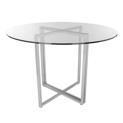 Euro Style - Legend 36inW Round Dining Table, Glass/Brushed Stainless Steel - 81136SS-KIT veiw 1