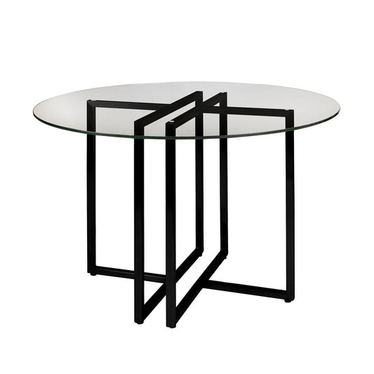 Euro Style - Legend 42inW Round Dining Table, Glass/Matte Black - 81142BLK-KIT veiw 1