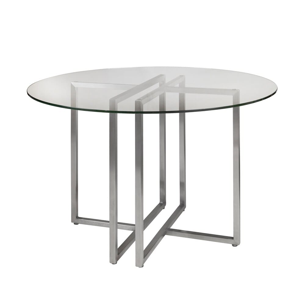 Euro Style - Legend 42inW Round Dining Table, Glass/Brushed Stainless Steel - 81142SS-KIT veiw 1