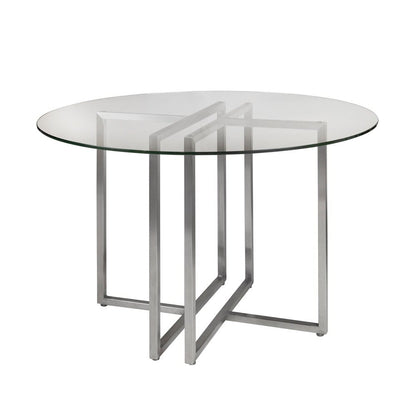 Euro Style - Legend 42inW Round Dining Table, Glass/Brushed Stainless Steel - 81142SS-KIT veiw 1