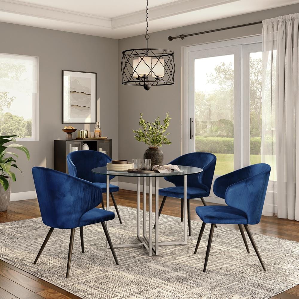 Euro Style - Legend 42inW Round Dining Table, Glass/Brushed Stainless Steel - 81142SS-KIT veiw 5